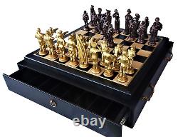 Exclusive Handmade Chess Zelensky Ukraine Russia Putin Made of metal Wooden Case