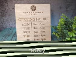 Extra Large Personalised Opening Hours Wooden Sign Free Design Service