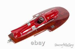 FERRARI HYDROPLANE BOAT SHIP COMPLETED HANDMADE WOODEN SCALE MODEL GIFT 50cm