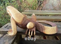 FairTrade Hand Carved Made Wooden Komodo Dragon Lizard Sculpture Ornament Statue