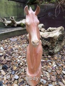 FairTrade Hand Made Carved Wooden Equine Horse Head Bust Sculpture Ornament 30cm