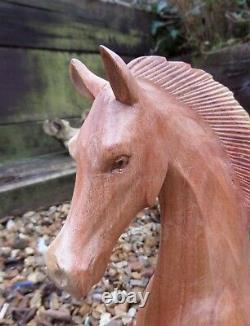 FairTrade Hand Made Carved Wooden Equine Horse Head Bust Sculpture Ornament 30cm