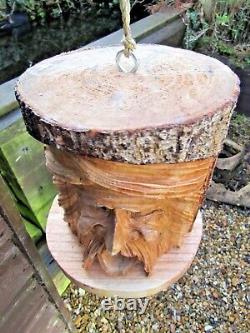FairTrade Hand Made Wooden Green Man Wild Bird House Nesting Nest Box Garden Log