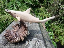 Fair Trade Hand Carved Made Wooden Hammerhead Shark Sea Parasite Statue Ornament