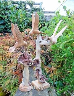 Fair Trade Hand Carved Made Wooden Humming Bird Hummingbird Parasite Statue