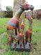 Fair Trade Hand Carved Made Wooden Rainbow Giraffe And Calves Sculpture Ornament