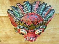 Fair Trade Hand Carved Made Wooden Rakshasa Raksassa Hinduism Wall Plaque Mask