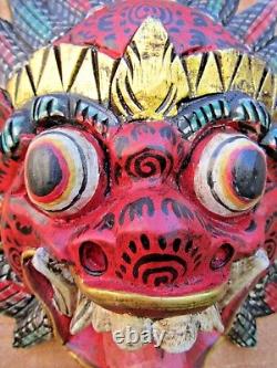 Fair Trade Hand Carved Made Wooden Rakshasa Raksassa Hinduism Wall Plaque Mask