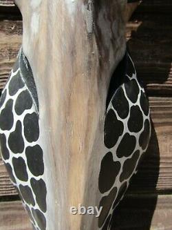 Fair Trade Hand Made Carved Wooden Shabby Giraffe Animal Wall Art Mask 50cm