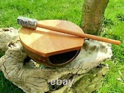 Fair Trade Hand Made Wooden Coconut Hand Drum With Stick