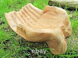 Fair Trade Indonesian Hand Carved Made Wooden Hand Hands Fruit Key Holder Bowl