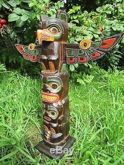 Fair Trade Wooden Hand Made Tribal Eagle American Indian Ethnic Totem Pole 40cm