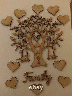 Family Tree Kit Set Heart Birds Laser Cut 3mm MDF Wooden Craft Blank