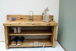Farmhouse Wooden Shoe Rack Boot Rack Bench Solid Chunky Wood Antique Rustic