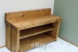 Farmhouse Wooden Shoe Rack Boot Rack Bench Solid Chunky Wood Antique Rustic