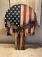 Free Shipping Wooden handmade American Flag Punisher Skull
