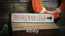 Fresh Crab Legs with Arrow Sign Rustic Hand Made Vintage Wooden
