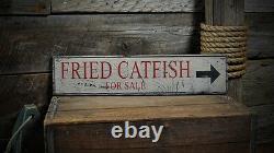 Fried Catfish For Sale Sign Rustic Hand Made Vintage Wooden Sign