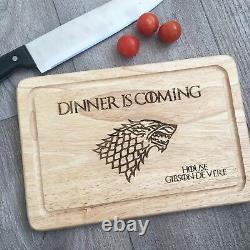 Game of Thrones Dinner is Coming Wooden Chopping Cutting Board Personalised Gift