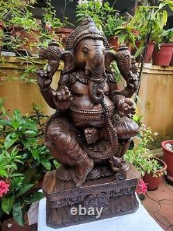 Ganesha Statue Wooden Ganapati Sculpture Figurine Vinayaka Ganesh Pooja Idol