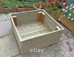 Garden Planter Raised Wooden Flower Bed 80x80x39cm Handmade Fully Assembled