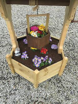 Garden wishing well wooden hand made planter solid hand made