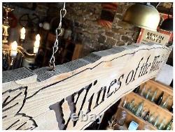 Gigantic 87 Hand Carved Vintage Wooden Double Sided Sign'WINES OF THE WORLD