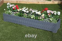 Grey 200x44x33 (cm) Wooden Garden Planter / Decking Trough Hand Made