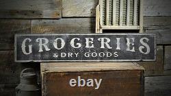 Groceries & Dry Good Distressed Sign -Rustic Hand Made Vintage Wooden