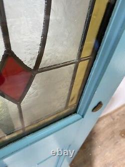 HANDMADE-BESPOKE-WOODEN FRONT DOOR-HARDWOOD-EDWARDIAN-1930s-STAINED GLASS-PERIOD