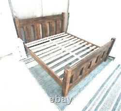 HANDMADE SOLID WOODEN CHUNKY RUSTIC SLAT PINE SUPER KING SIZE BED Medium Oak