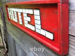 HOTEL Glass Ceramic Tile & Wooden Sign Route 66 Vintage Look