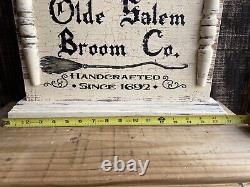 Halloween Witch Olde Salem Colonial Rustic Gothic Sign Painting Old Antique Look
