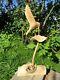 Hand Carved Made Wooden Humming Bird Hummingbird Mushroom Parasite Statue