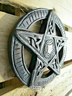 Hand Carved Made Wooden Pagan Occult Witch Pentacle Pentagram Wall Plaque Sign
