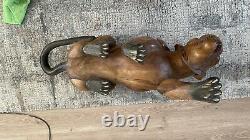 Hand Carved Made Wooden Saber Tooth Tiger/Cat Animal Sculpture Ornament Statue