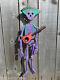Hand Carved Made Wooden Sugar Skull Candy Mariachi Skeleton Wind Chime Mobile