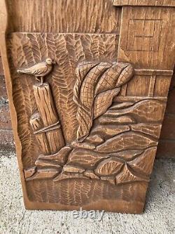 Hand Carved Sea Themed Wooden Wall Hanging Ocean Sound Inlet Water Beach