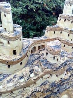 Hand Carved Wooden Castle, Wood Pop up-Hidden Castle, Made from Olive Wood