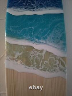 Hand Crafted Extra Large Resin Waves Wooden Surfboard Wall Art