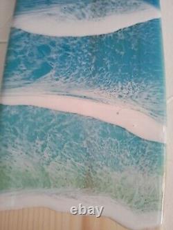 Hand Crafted Extra Large Resin Waves Wooden Surfboard Wall Art