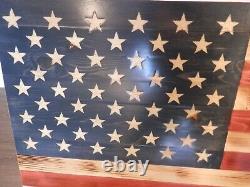 Hand Crafted Wooden Flags American, Blue Line, Veteran Made, 37x20
