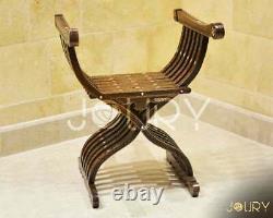 Hand Curved Wooden Folding Chair Moroccan furniture inlay with Mother of Pearls