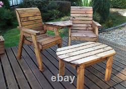 Hand Made 2 Seater Chunky Rustic Wooden Furniture Love Seat With Tray & Table