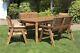 Hand Made 6 Seater Chunky Rustic Wooden Garden Furniture Table and Chairs Set