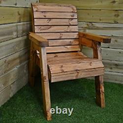 Hand Made 6 Seater Chunky Rustic Wooden Garden Furniture Table and Chairs Set