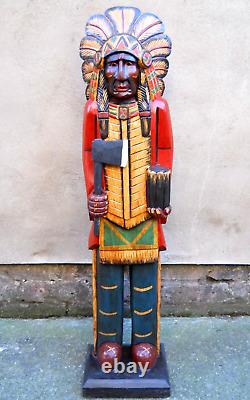 Hand Made Coloured Wooden Abstract Figure Primitive INDIAN Man Large 100 cm 5kg