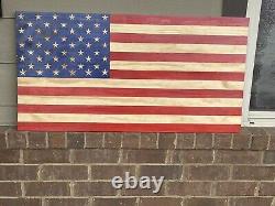 Hand Made Wooden American Flag 19.537 CNC'd Stars