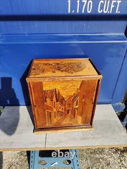 Hand Made Wooden Cabinet Antique Arts & Crafts Carved wooden Panels Marquetry