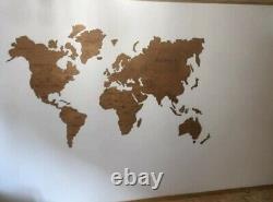 Hand Made Wooden World Map Size XXL (250x145 cm)